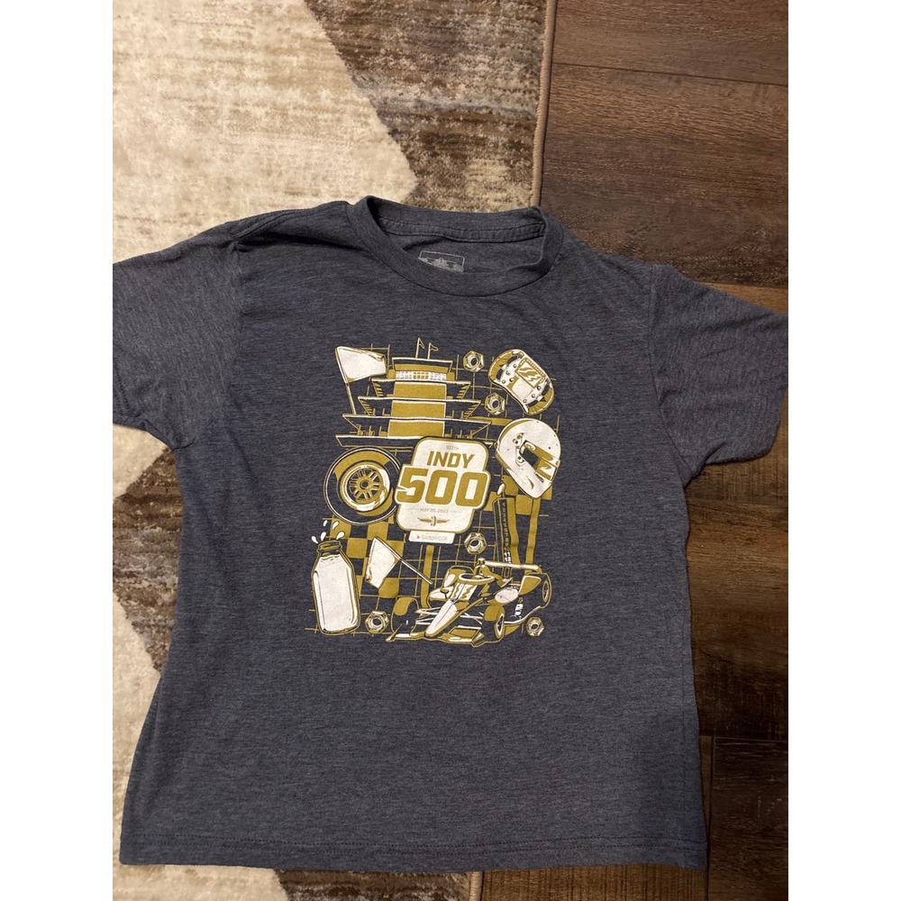 IndyCar Kids 107th Indy 500 May 28 2023 Graphic T-Shirt Gray youth Medium